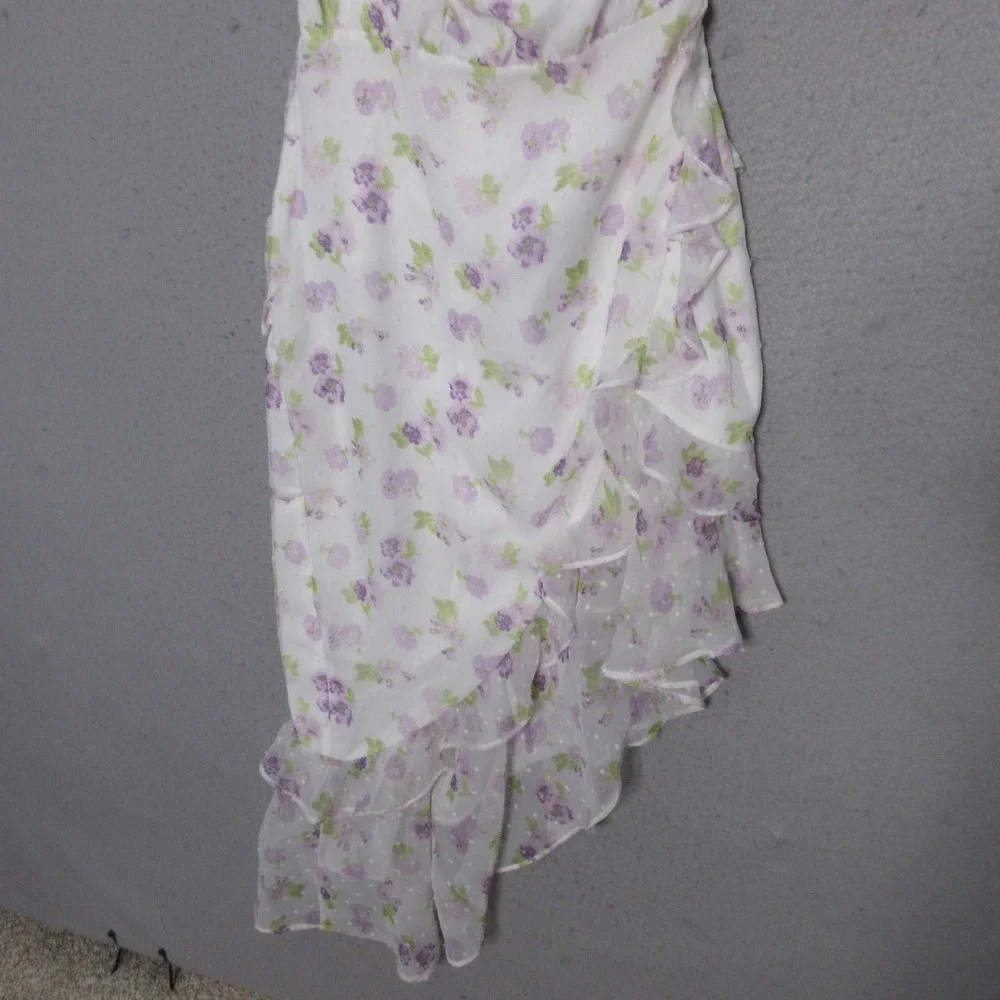 Majorelle Dress Floral One Shoulder Ruffle Asymmetrical Coquette Romantic Fairy‎